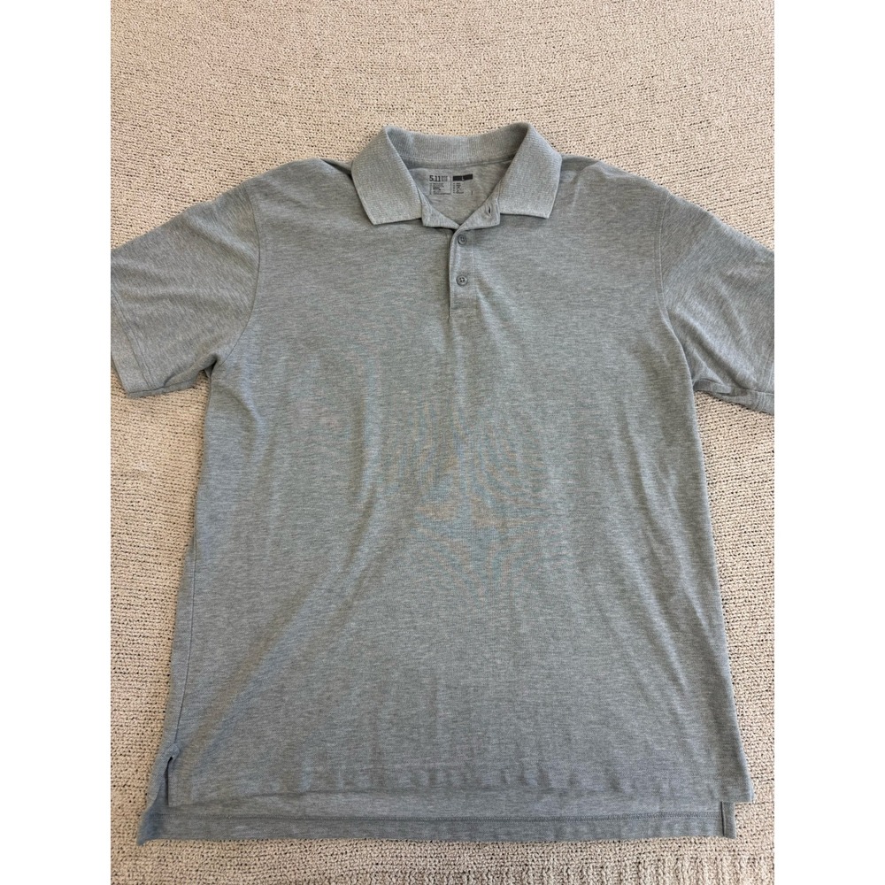 5.11 Tactical Mens Gray Short Sleeve 100% Cotton Polo Shirt Large Pen Pocket